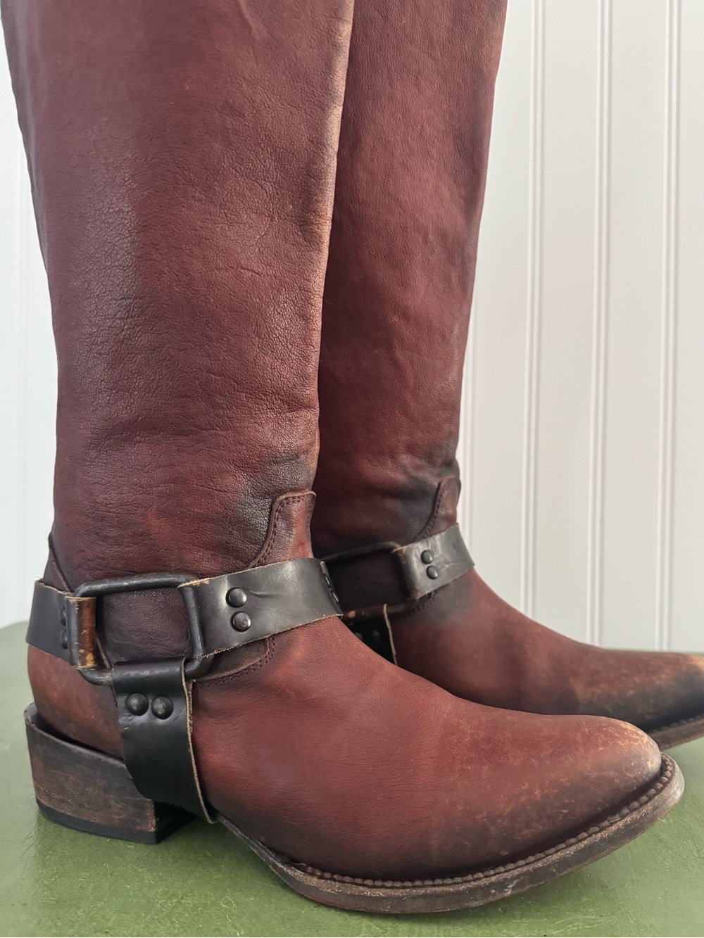 Freebird by Steven PHILLY Harness Strap Tall Boots in Cognac Leather *Mexico*